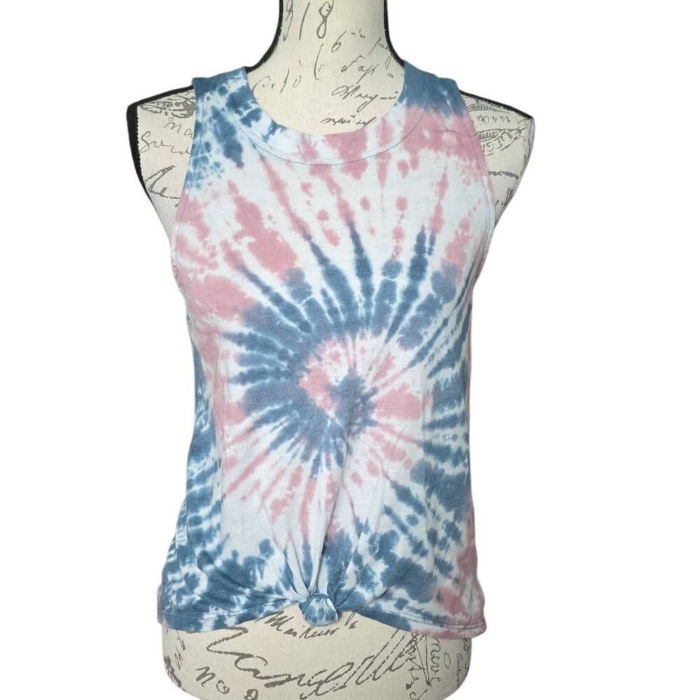 Hippie Rose Women's Size Small Pink Blue Tie-Dye Sleeveless Knot Front Tank Top